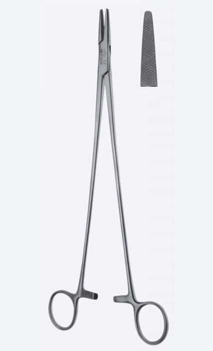 Голкотримачі, "Wangensteen", прямі, для ниток 3/0 - 6/0, з кремальєрою, загальна довжина 275 мм. Бренд - Asanus Medizintechnik Gmb, Німеччина